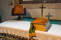 Timber bound Bible and prayer book