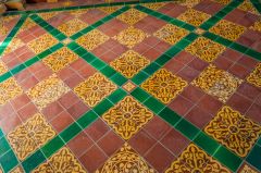 Victorian encaustic tiles in the sanctuary
