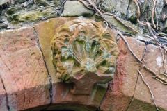 Foliated carving above the archway