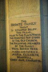 Haworth, St Michael's Church, Plaque marking the site of the Bronte family burial