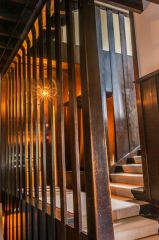 The stairwell from the hall