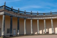 The curving north wing colonnade