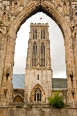 Howden Minster, The Minster tower seen through a ruined chancel arch