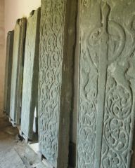 Medieval grave slabs in the museum
