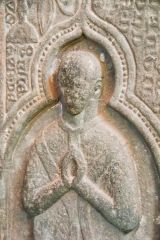 Medieval grave slab carving detail