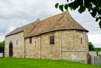 The rounded east end of the churtch
