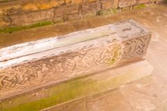Carved 12th century grave slab of John, Bishop of Glasgow