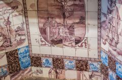 Tiled fireplace backing, first floor