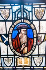 John Knox stained glass window, first floor