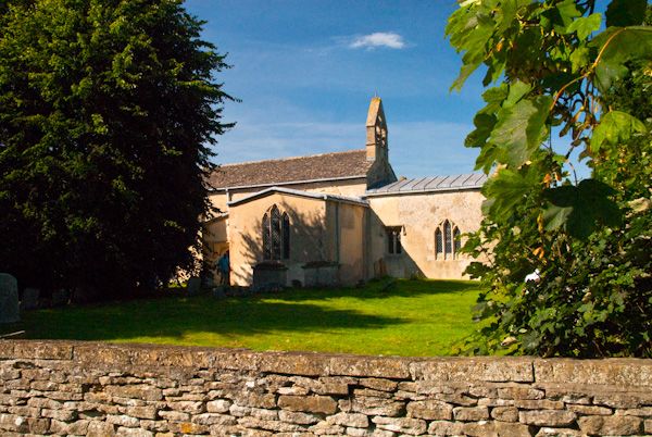 Kelmscott, St George's Church photo, St George's church and stone wall