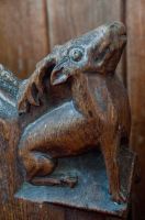 Carved stag bench end