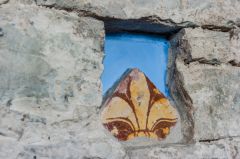 Kidwelly, St Mary's Church, Fragment of medieval tile in the north nave wall