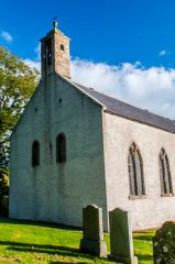 The west exterior of the church