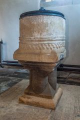 The Norman font in St Michael's church