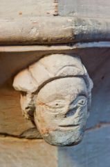 Lapworth, St Mary's Church, Carved face on font