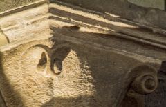 A beautifully carved capital in the crypt
