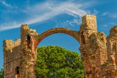 A slender ruined arch still standing