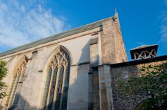 The south exterior wall and windows