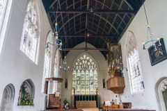 Looking up the church nave