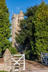 Little Wittenham, St Peter's Church, The medieval tower from Barn Cottage drive