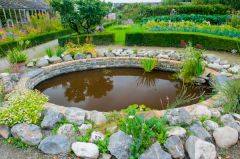 A formal garden pool