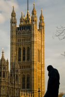 London, Houses and Parliament and Churchill statue
