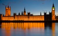London, Houses of Parliament illuminated