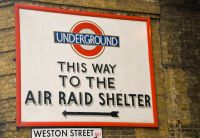 London, Britain at War signpost