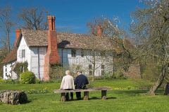 Admiring the view across the moat