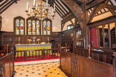 Ornate Jacobean woodwork in the chancel
