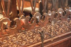 Detail of 17th century woodwork, chancel stal