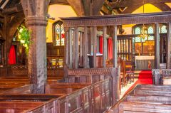 The timber nave and Jacobean benches