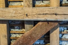 Wooden pegs holding the timber structure together