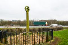 The A74(M) whizzing past the cross