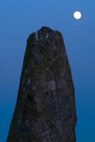 Moon over standing stone
