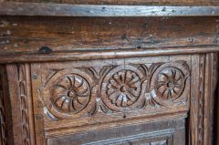 Carved 17th century panel on the pulpit
