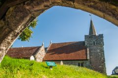 The church seen through the lych gate