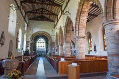Much Wenlock, Holy Trinity Church, Looking down the Norman nave