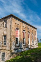 The rear facade of the library wing