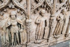Carved figures on the Nicholas Fitzherbert tomb chest
