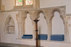 Three-seat sedilia and piscina