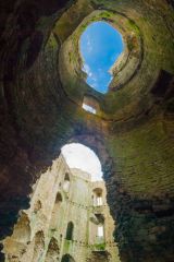 Inside a corner tower