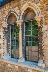 Norman windows on the castle exterior