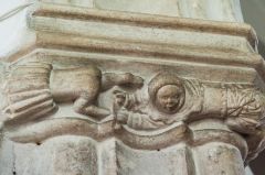 Medieval figures on a nave capital