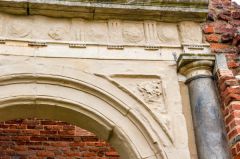 Old Gorhambury House, Carved panel over the gatehouse entrance arch