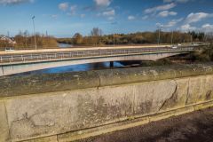 Looking across to the modern road bridge
