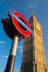 The clock tower and London underground sign