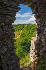 View out a ruined window