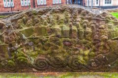 Carving detail on one of the hogback stones