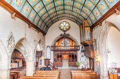 Looking down the church nave